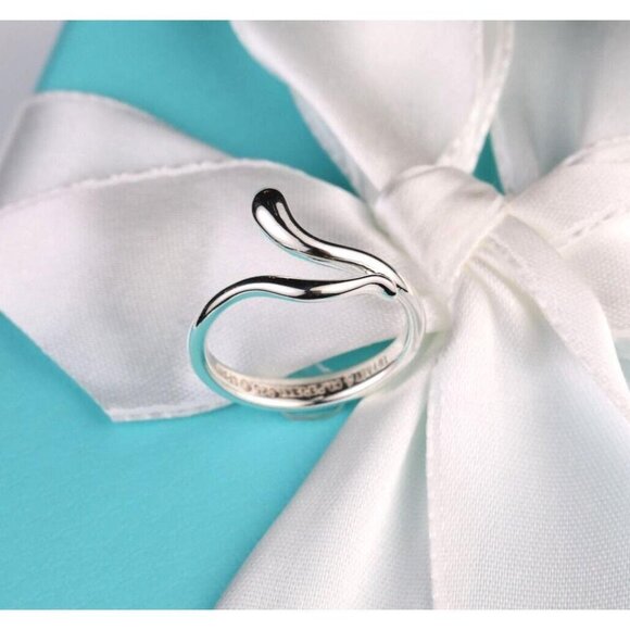 Tiffany & Co. Elsa Peretti Open Teardrop Snake Ring in Sterling Silver Size 6 - Picture 1 of 11